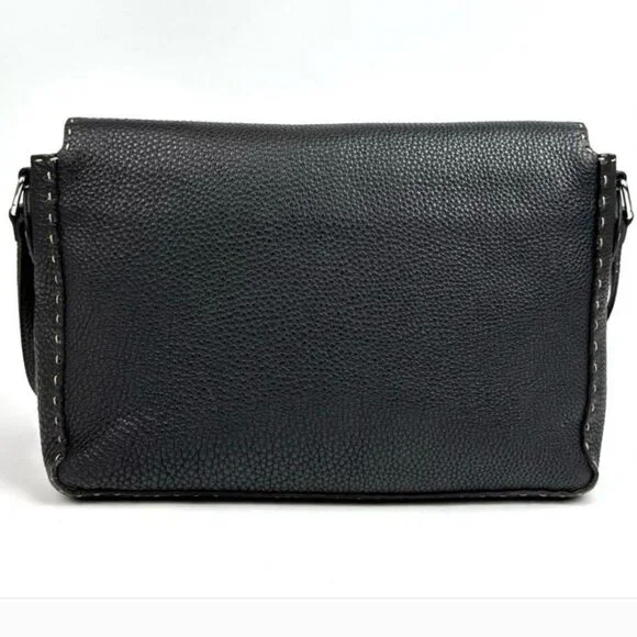 FENDI Black Leather Messenger Bag - Picture 7 of 16